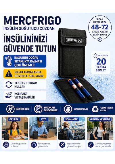 Mercfrigo İnsülin Soğutucu Cüzdan-siyah-2 Kalem
