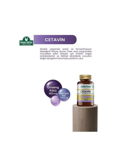 Shiffa Home Cetavin 60 Kapsül - Ginseng, Arı Sütü Ve Alfa Lipoik Asit Karışımı