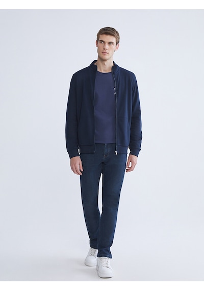 LC Waikiki Lc Waıkıkı Lacivert Dik Yaka Erkek Fermuarlı Sweatshirt