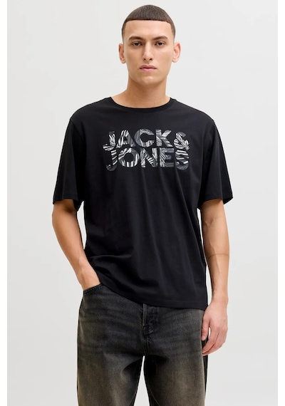Jack & Jones Erkek Jjejeff Bisiklet Yaka %100 Pamuk T-shirt 12288536 Siyah Siyah