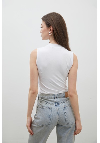 Manuka Pamuklu Sıfır Kol Body Beyaz