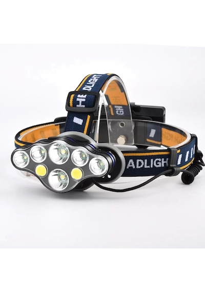 Ps-888 Güçlü Usb Şarj Edilebilir Profesyonel 8 Modlu 6000 Lümen 8 Led Su Geçirmez Kafa Lambası Renkli