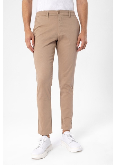 Süvari Bej Slim Fit Armürlü Pantolon