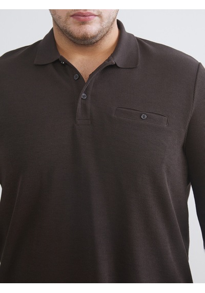 Lcwaıkıkı Classic Kahverengi Büyük Beden Polo Yaka Erkek Sweatshirt