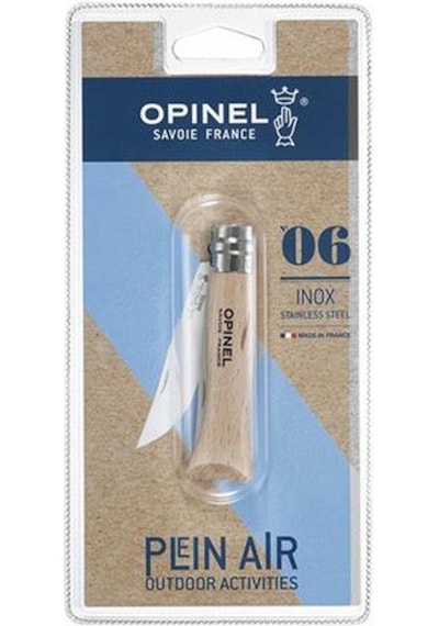 Opinel İnox Kayın Saplı 6 No Kamp Çakı Ambalaj (000404) Kahverengi
