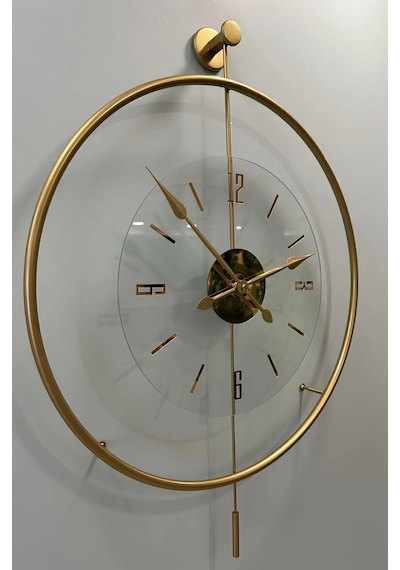 MetaQuartz Aksesuar (Büyük Boy-50*75 cm)Gold Luxry Şefaf Cam , Orta Boy Metal Çember , Modern Dekoratif Gold