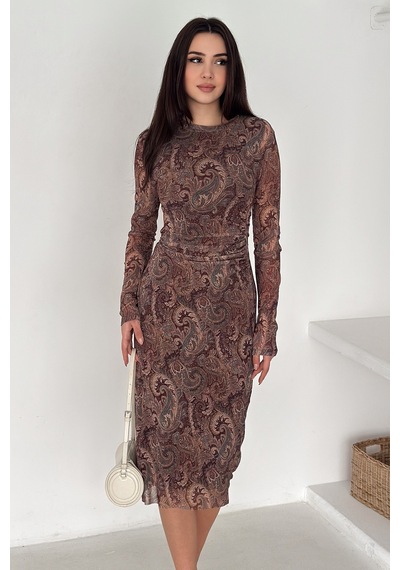 Noa & Noa Kadın Paisley Desenli Midi Elbise Burgundy Veil Kahverengi Noa & Noa Kadın Paisley Desenli Midi Elbise Burgundy Veil Kahverengi