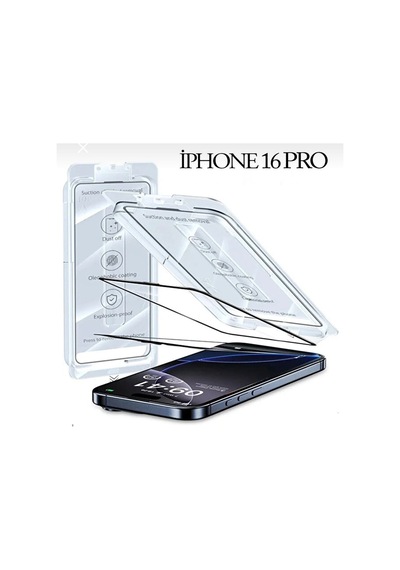 Apple İphone 16 Pro Uyumlu Ekran Koruyucu Tam Kaplayan Cam Darbe Emici Esd Anti Statik