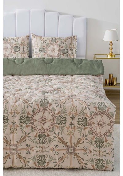 Rivaistanbul Etnik Saray Çift Kişilik Çift Taraflı Kapitone Yorgan 200x215 Cm Yeşil