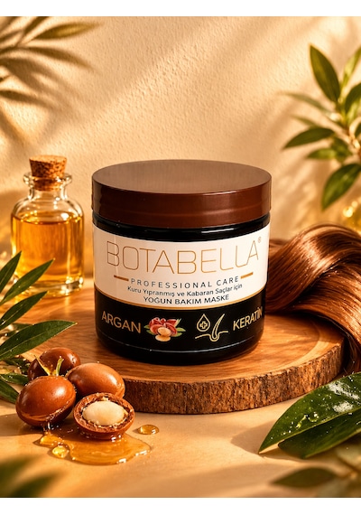 Botabella Argan Ve Keratin İçeren Yoğun Saç Bakım Maskesi Kuru Ve Yıpranmış Saçlar İçin Profesyonel Bakım
