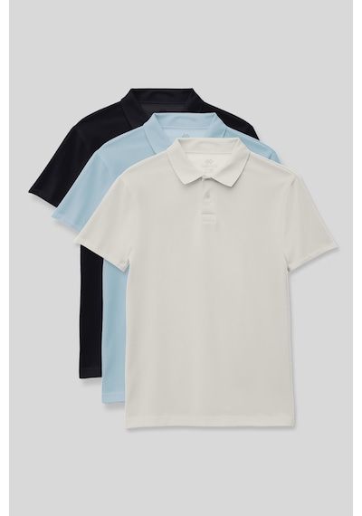 Standart Fit Basic Polo Yaka 3lü Paket Lacivert-ekru-açık Mavi Unisex Çocuk T-shirt - 11330 Lacivert