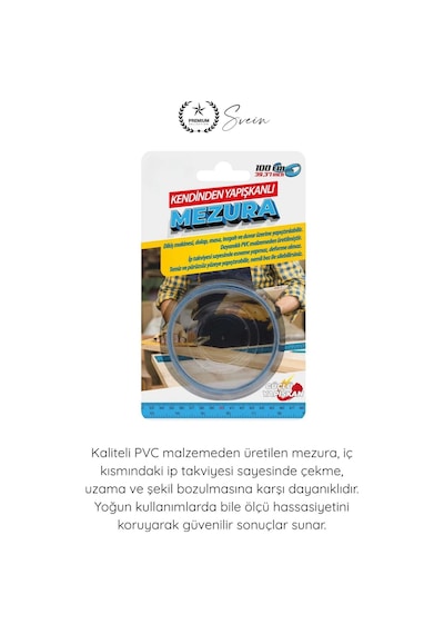 Mezura Yapışkanlı İp Takviyeli Terzi Mezurası 100 Cm Pvc Cetvel Şerit Ölçüm Bandı Kendinden Yapışan