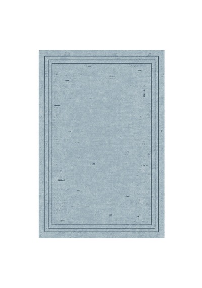 Kartela Halı Eskitme Çizgi Bordürlü Halı Mavi Kaymaz Taban Makinede Yıkanabilir 100x150 Cm