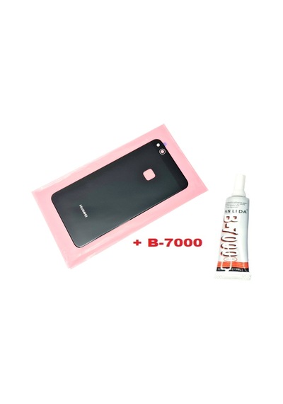 Tkgz - P10 Lite Arka Pil Batarya Kapağı Cam+b-7000 Siyah