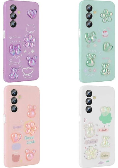 Galaxy M34 5g Kılıf Kabartma Figürlü Parlak Zore Toys Silikon Kapak Light Green