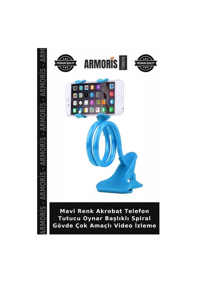 Mavi Renk Akrobat Telefon Tutucu Oynar Başlıklı Spiral Gövde Çok Amaçlı Video İzleme