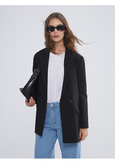 Lcw Modest Siyah Düğme Detaylı Kadın Blazer Ceket