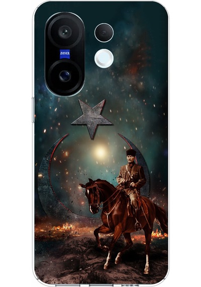 Vivo X200 Fe Uyumlu Atatürk At Üstünde Zafer Baskılı Silikon Kılıf Renkli