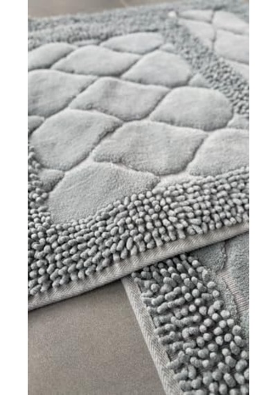Pamukkent Süper Emici 2'li%100 Pamuk Ultra Lüks Banyo Paspası Seti 60x100 Cm Ve 50x60 Cm Antrasit 2li