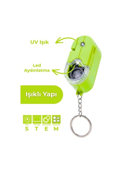 Temel Cep Mikroskobu 60x Led Ve Uv Işıklı Taşınabilir Yeşil Mikroskop