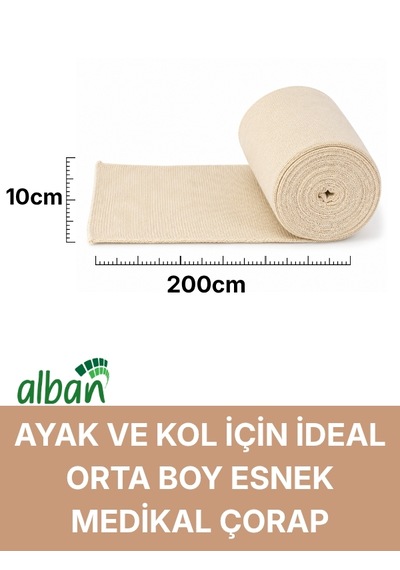 Alçı Altı Çorabı 10 Cm X 2 M, Pamuklu Esnek Medikal Stockinette