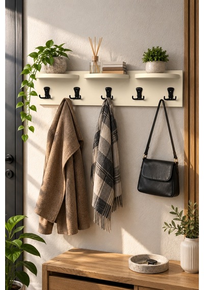 Sulorahome Üst Raflı Duvar Askılığı Bej 80 Cm