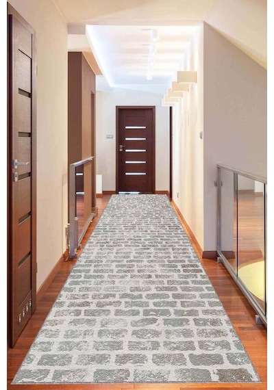 Gri Kaymaz Makinede Yıkanır Geometrik Kesme Yolluk Ar1210n11