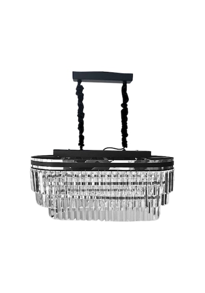 Kristalim Gümüş Detaylı 70x30 Cm'lik Kristal Taşlı Lüks Avize - Yatak Odası - Salon - Mutfak Gümüş