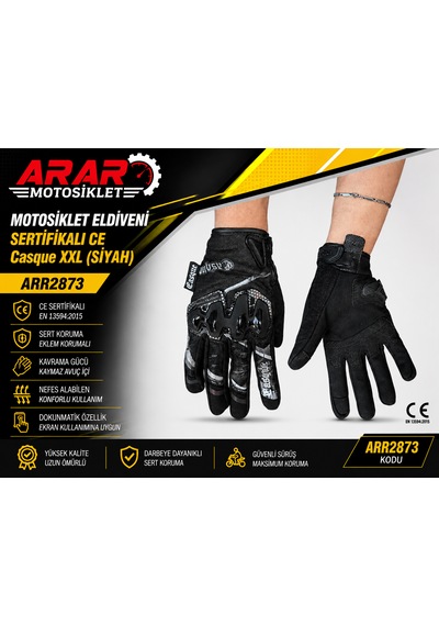 Gasque Motosiklet Eldiveni Sertifikalı Ce Casque Xxl Siyah -arr2873