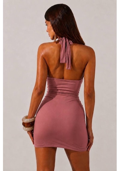 Pink Life Kiremit Tokalı Mini Elbise