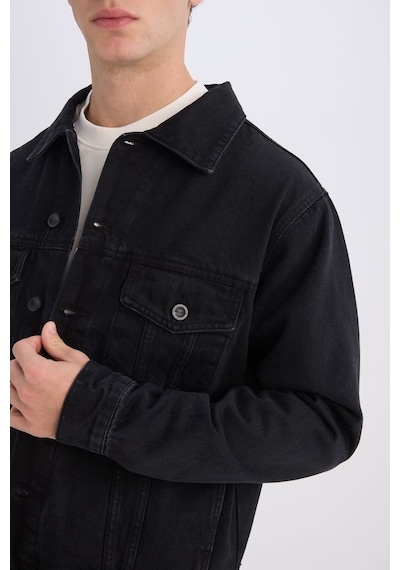 Defacto %100 Pamuk Regular Fit Jean Ceket E0962ax25spnm40 Siyah-nm40