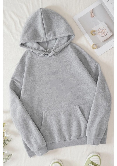 Uyguntarz Unisex Yin & Yang Tasarım Sweatshirt Gri