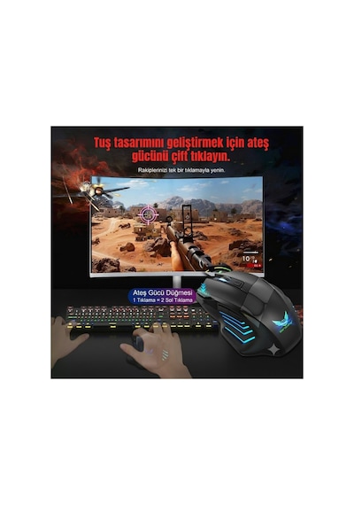 G200 Rgb Işıklı 7 Tuşlu 2400 Dpı Ergonomik Gaming Oyuncu Mouse - Çift Ateş Özellikli