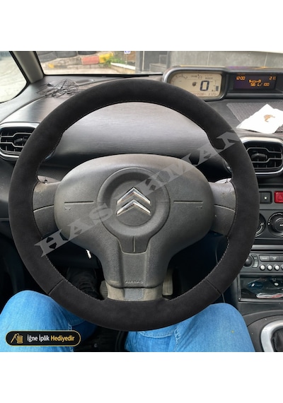 Citroen C3 Picasso Dikme Direksiyon Kılıfı Alcantara Süet Monza Black 2009-2017 Siyah