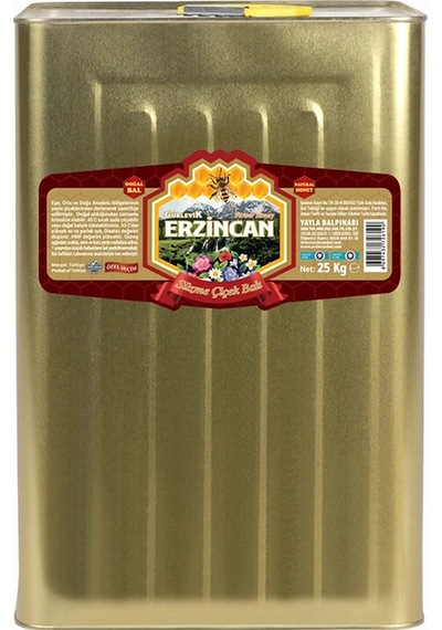 Erzincan Süzme Çiçek Balı 25 Kg Teneke