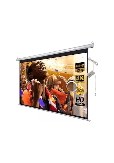 Dualtech 200x150 100" Motorlu Kumandalı Projeksiyon Perdesi 4k Ultra Hd Sinema Perdesi