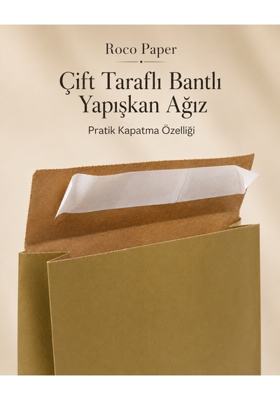 Yapışkan Bantlı Kraft Kese Kağıdı, Altın Renk, 25x8x30 Cm - 24'lü Paket, Hediye Ve Kargo Zarfı
