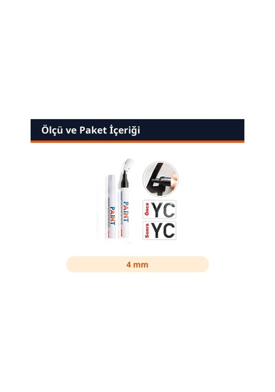 Trobus Lastik Rötuş Boya Kalemi Oto Siyah 2-4 Mm Uç