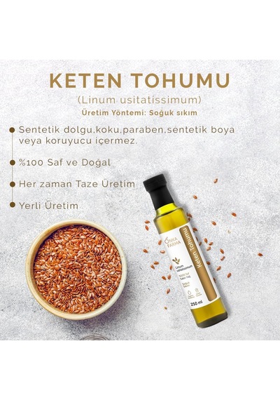 Doğal Ürünler Keten Tohumu Yağı 250 Ml%100 Saf, Soğuk Sıkım 2024 Yerli Üretim