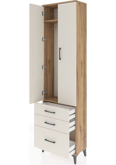 Arges Dolap 2 Raflı 3 Çekmeceli Tek Askılı 60x30x221 Çam-aytaşı Atlas Çam