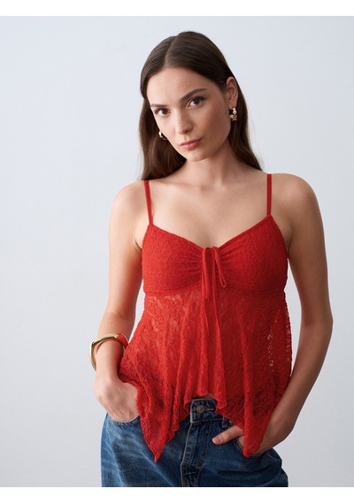 Dilvin 32768 Askılı Dantel Top-kırmızı