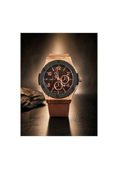 Ter Tutmayan Silikon Kordon Erkek Kol Saati Kahverengi - 886326451 Rose Gold