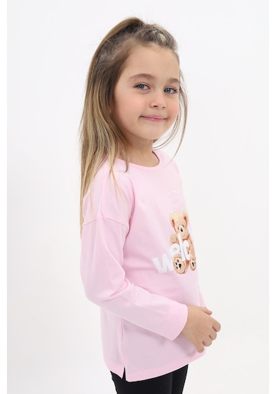 Toontoy Kids Toontoy Kız Çocuk Welcome Ayı Baskılı Tişört Açık Pembe
