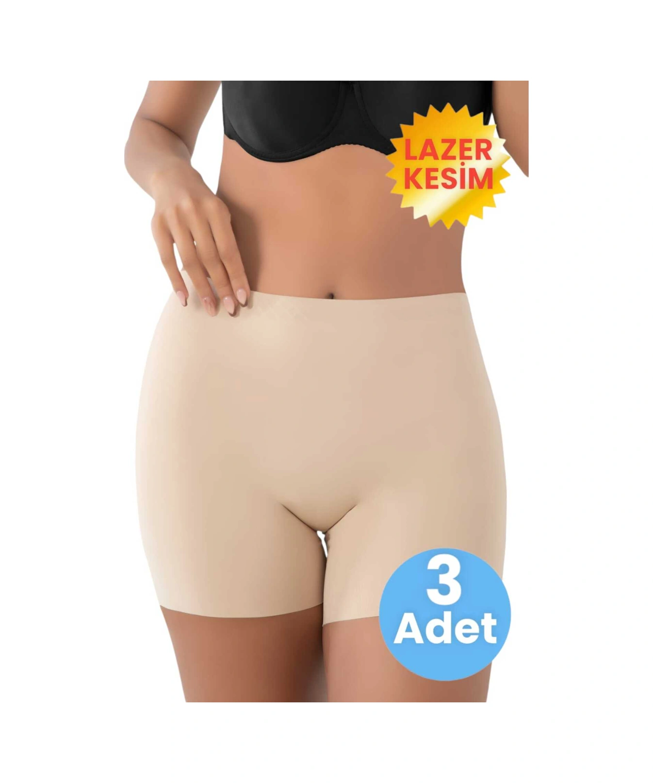 Tezzgelsin Kadın Lazer Kesim Ve Toparlayıcı Yüksek Bel Boxer Korse 3'lü Set Ten Rengi