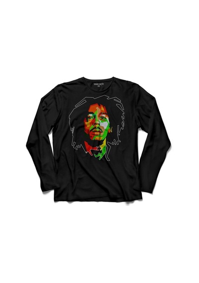 Reggae Bob Marley Müzik Kralı Uzun Kollu Tişört (512929749)