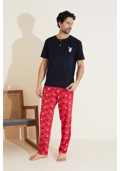 Siyah İnci Bisiklet Yaka Örme Pijama Takım 25109846 Siyah