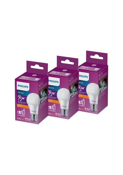 Philips Led 10-75W Ampul 2700K Sarı Işık 3Lü
