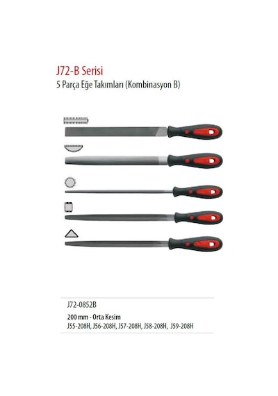 Ceta-Form J72-0852B Eğe Takımı 5 Parça 8" Orta Diş Kom B