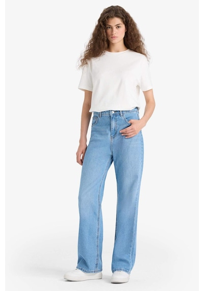 Defacto 90s Wide Leg Yüksek Bel Uzun Jean Yıkamalı Pantolon E9106ax25aunm85 Indigo