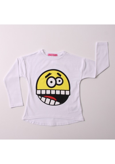 Toontoy Kız Çocuk Sweatshirt Smile Baskılı Beyaz